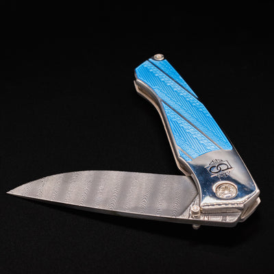 David Oscarson Jacques de Molay Folding Knife - Light Blue Open