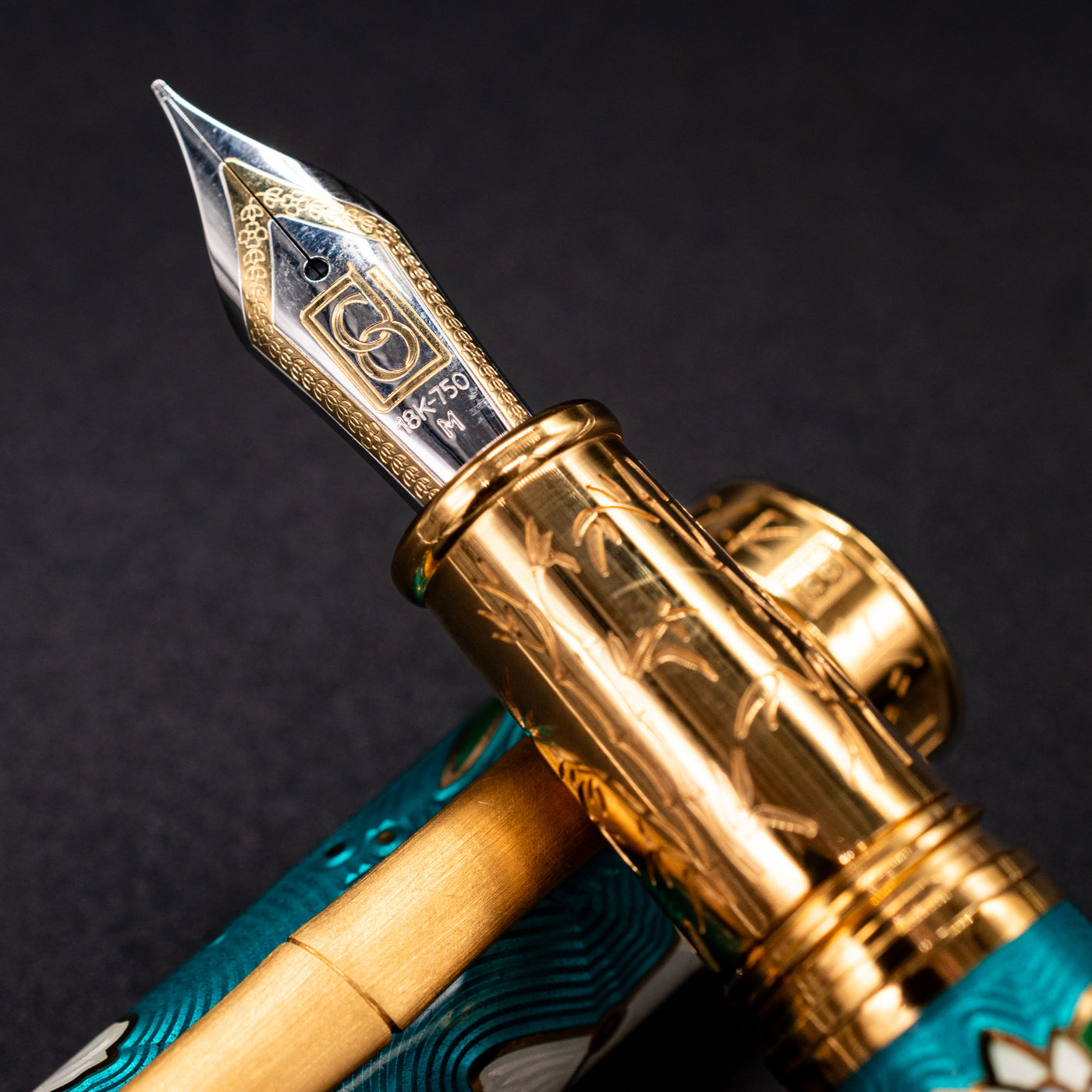 David Oscarson Koi Fountain Pen - Teal 18k gold nib