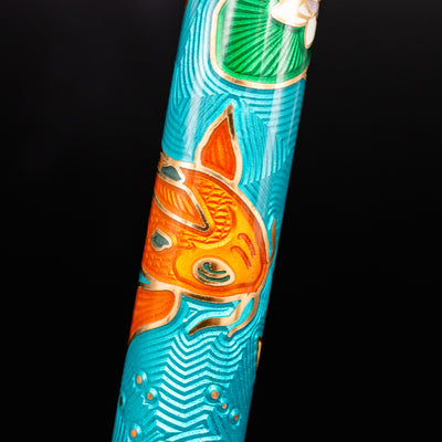 David Oscarson Koi Fountain Pen - Teal guilloche