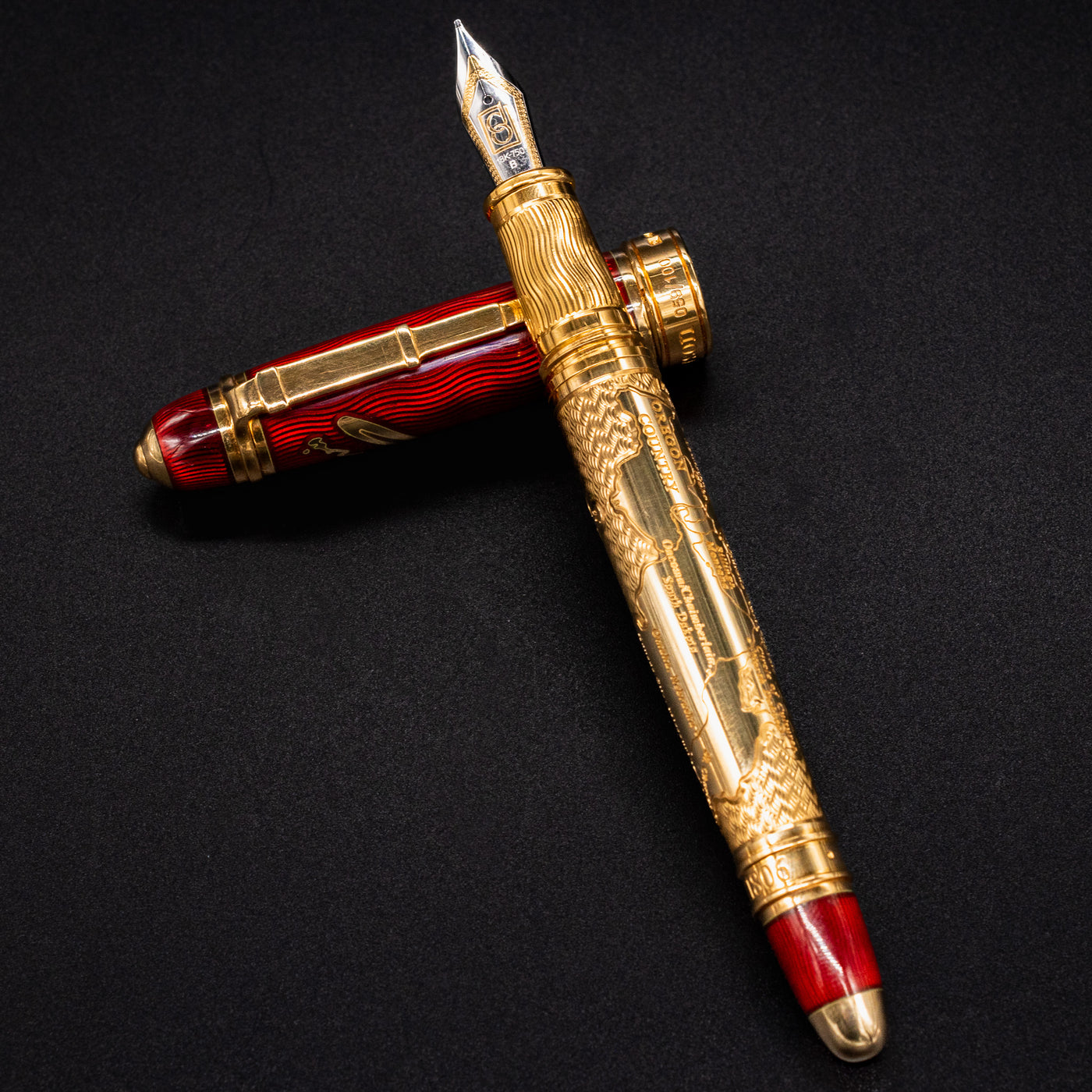 David Oscarson Meriwether Lewis Fountain Pen - Ruby Red enamel