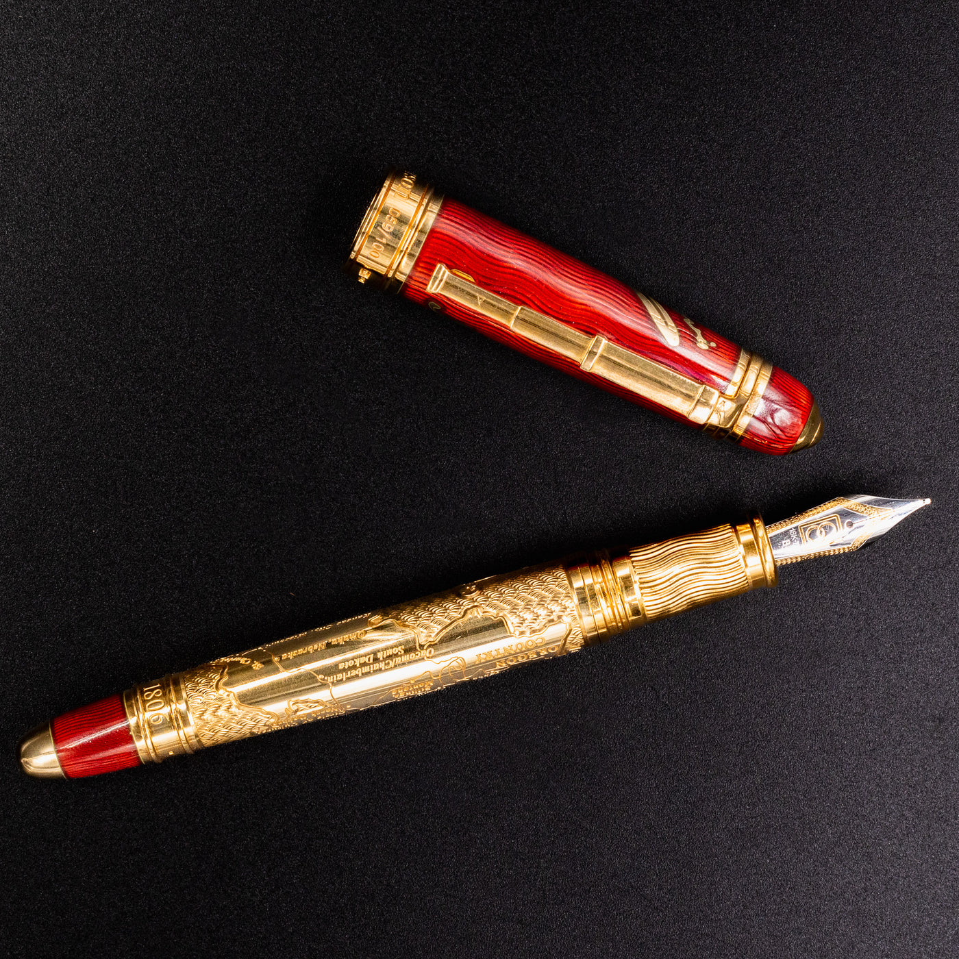 David Oscarson Meriwether Lewis Fountain Pen - Ruby Red gold