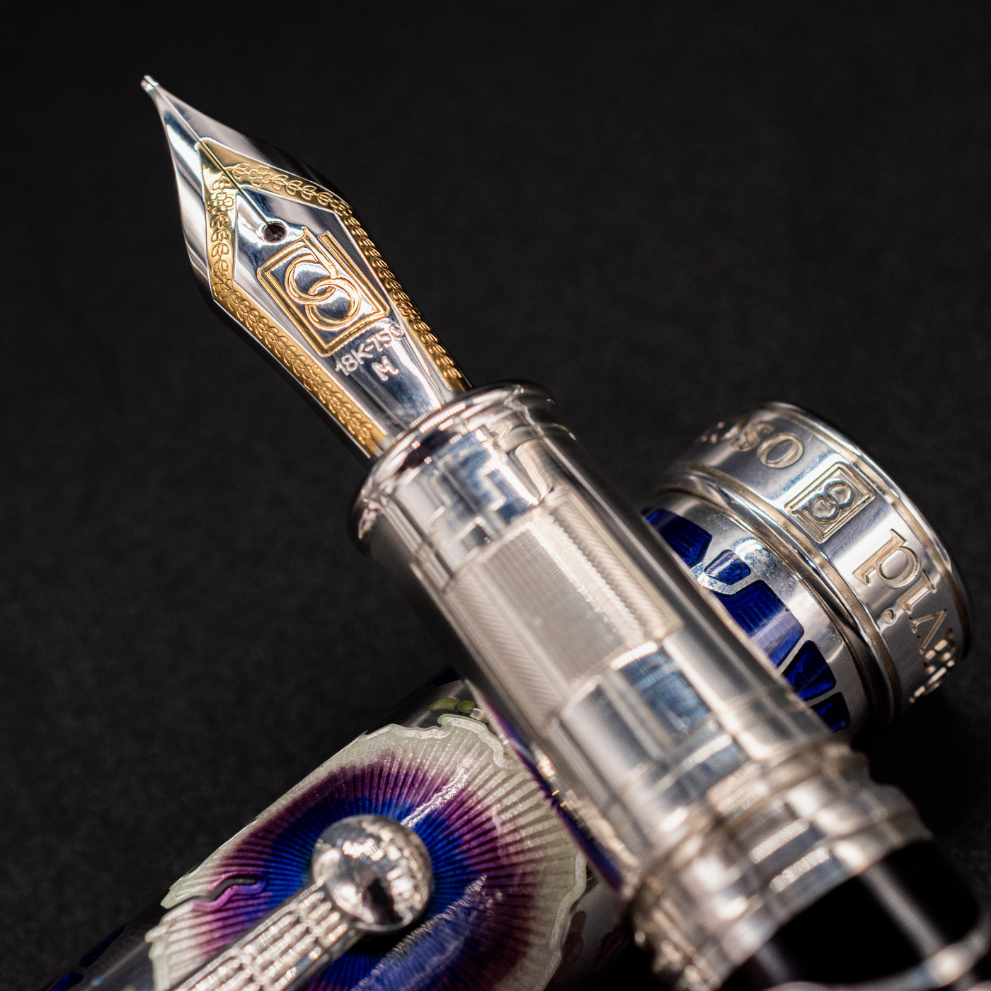 David Oscarson Nikola Tesla Fountain Pen - Deep Purple 18k gold nib