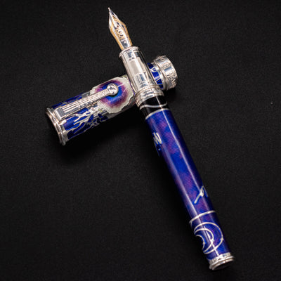 David Oscarson Nikola Tesla Fountain Pen - Deep Purple enamel