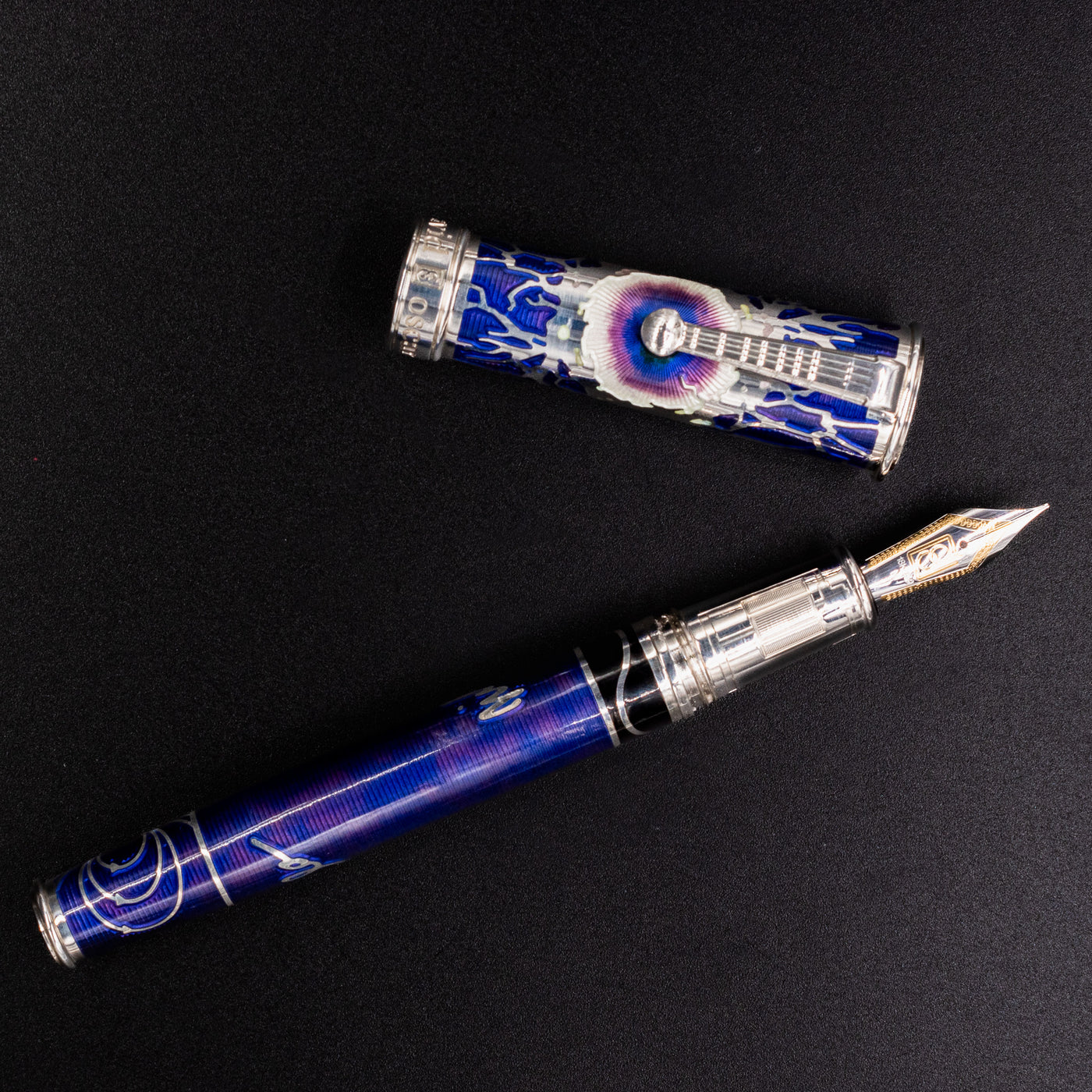 David Oscarson Nikola Tesla Fountain Pen - Deep Purple sterling silver