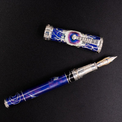 David Oscarson Nikola Tesla Fountain Pen - Deep Purple sterling silver