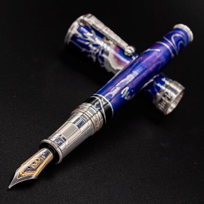 David Oscarson Nikola Tesla Fountain Pen - Deep Purple uncapped