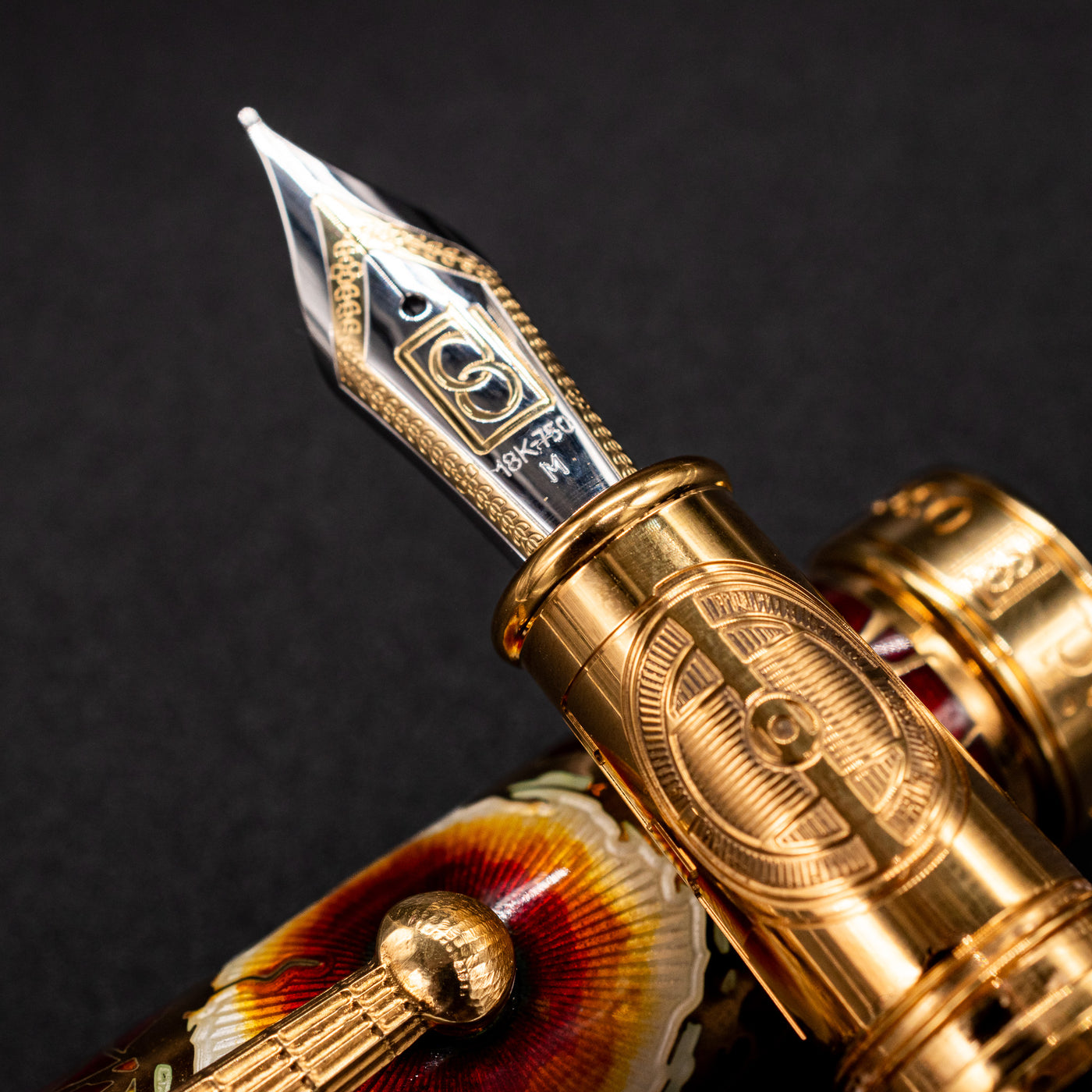 David Oscarson Nikola Tesla Fountain Pen - Ruby Red 18k gold nib