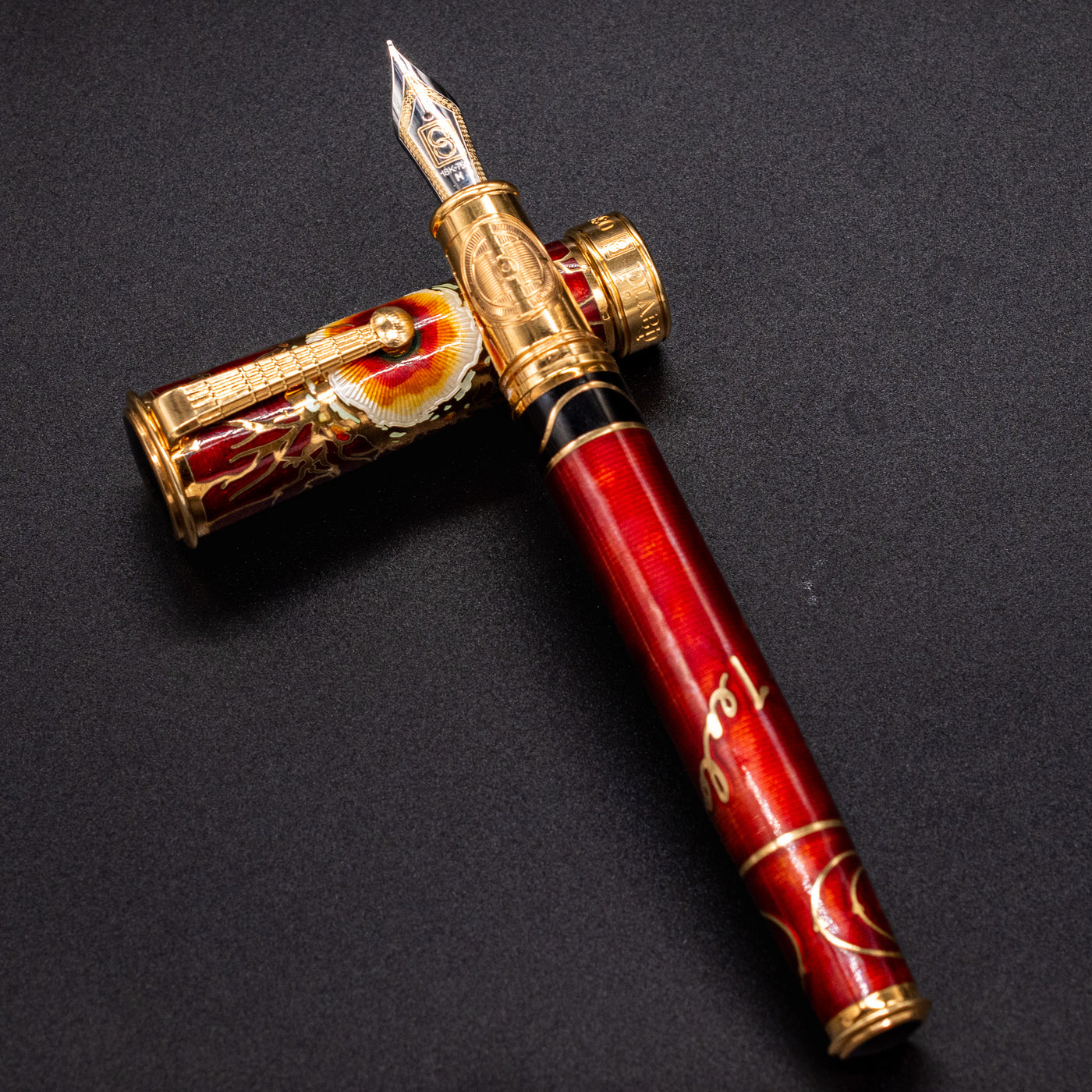 David Oscarson Nikola Tesla Fountain Pen - Ruby Red enamel