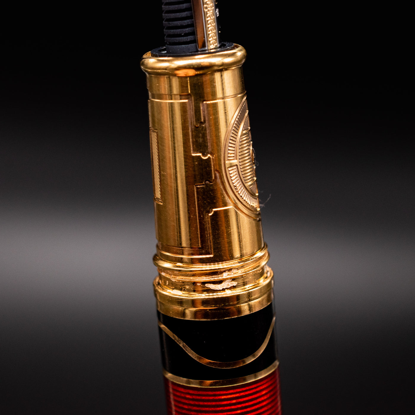 David Oscarson Nikola Tesla Fountain Pen - Ruby Red grip section