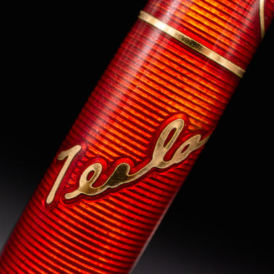 David Oscarson Nikola Tesla Fountain Pen - Ruby Red name