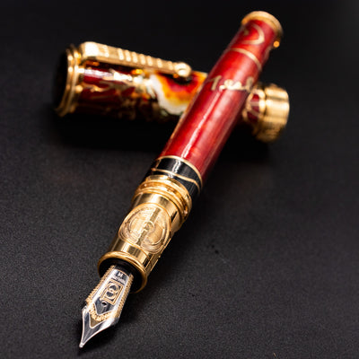 David Oscarson Nikola Tesla Fountain Pen - Ruby Red uncapped