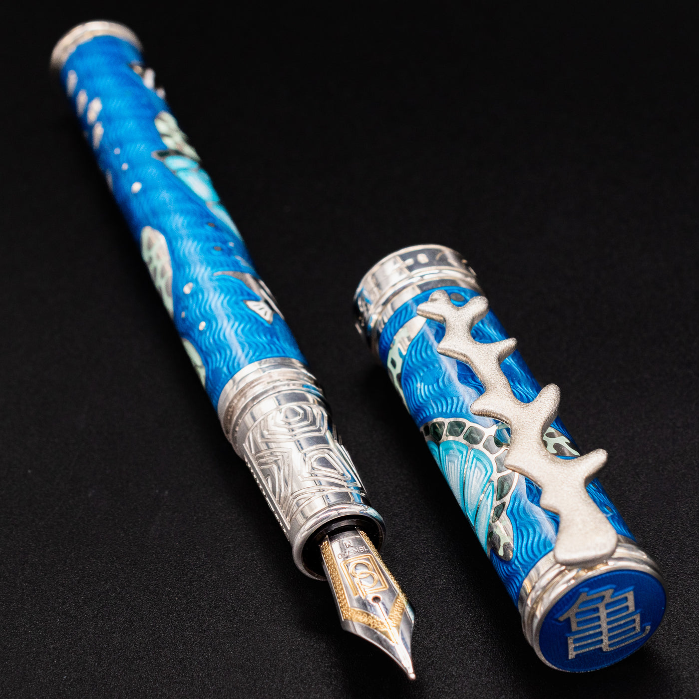 David Oscarson Sea Turtles Fountain Pen - Ocean Blue limited edition