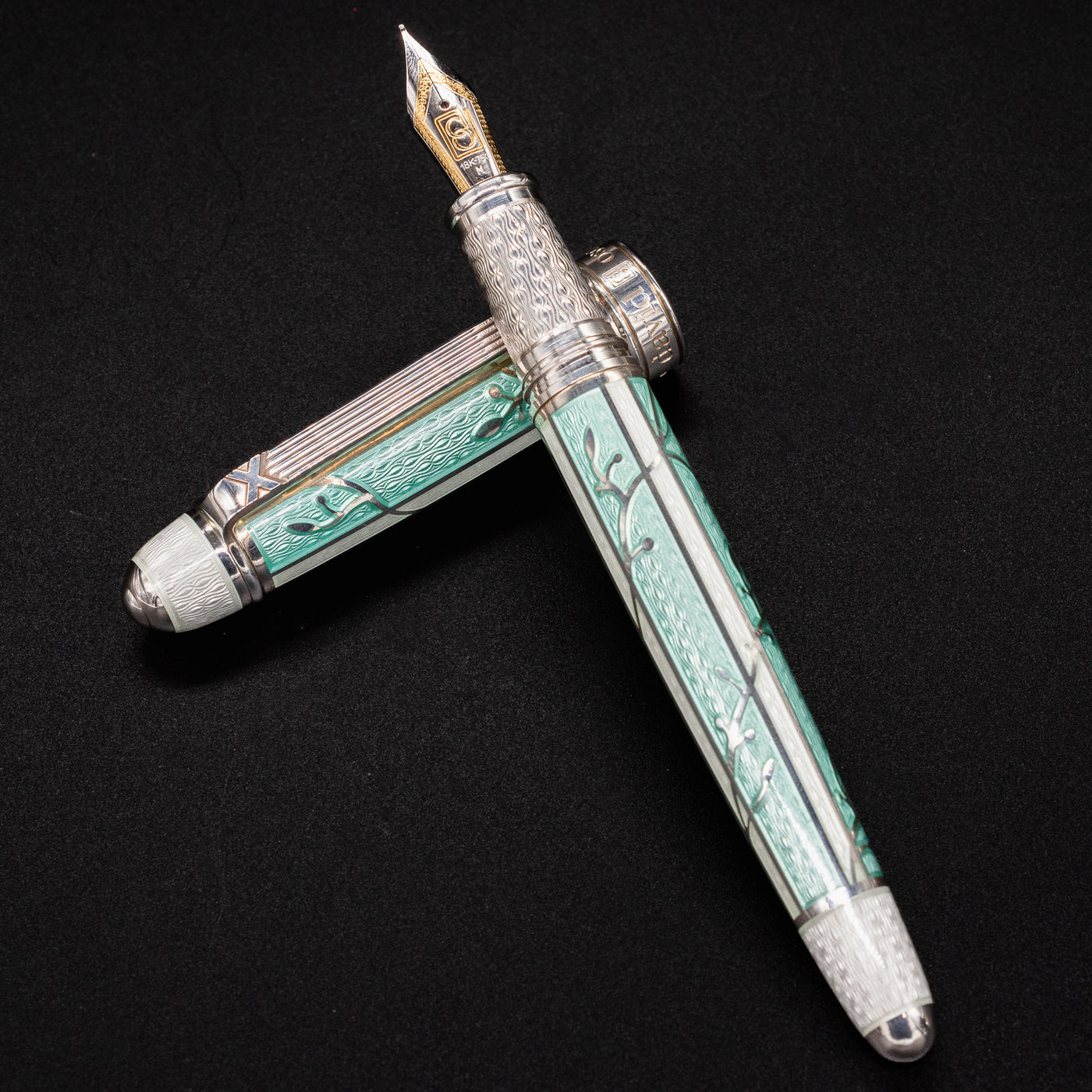 David Oscarson Trellis Fountain Pen - Turquoise enamel