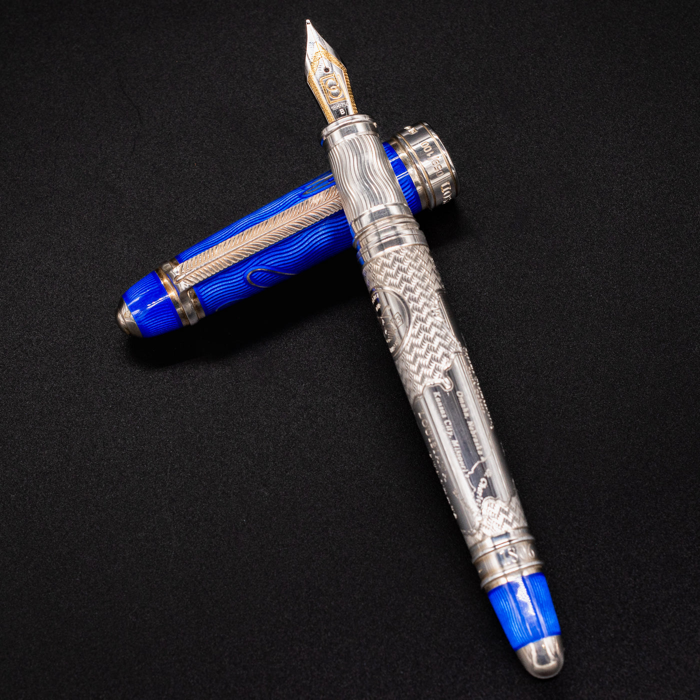 David Oscarson William Clark Fountain Pen - Sapphire Blue enamel