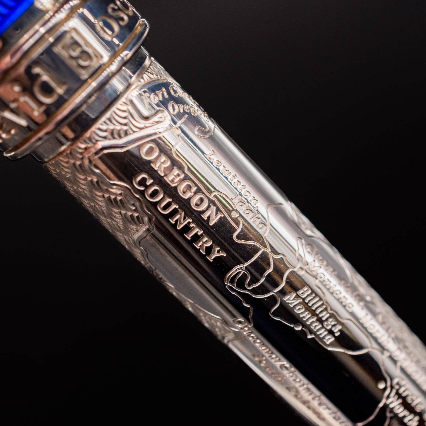 David Oscarson William Clark Fountain Pen - Sapphire Blue map