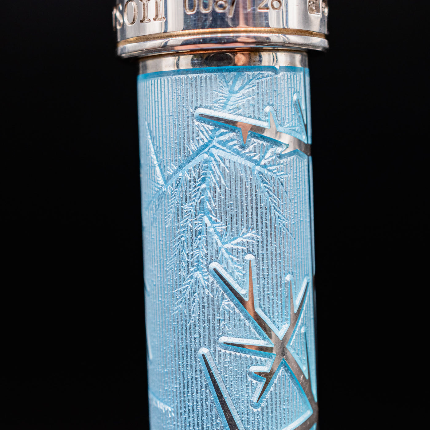 David Oscarson Winter Fountain Pen - Light Blue sterling silver