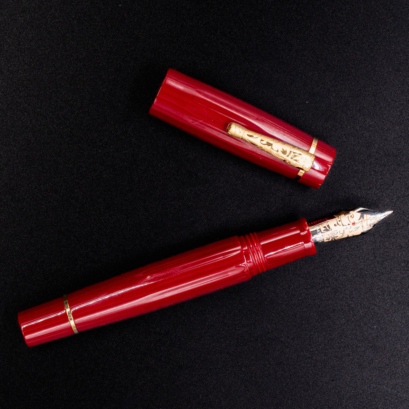 Delta Bio+16 Nera Fountain Pen - 14k Gold #8 Nib coral red