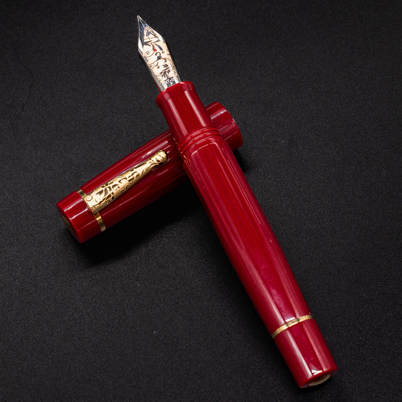 Delta Bio+16 Nera Fountain Pen - 14k Gold #8 Nib red