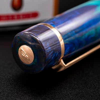 Delta DV Original Oversize Fountain Pen - Riviera Blue & Rose Gold cap top