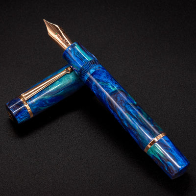 Delta DV Original Oversize Fountain Pen - Riviera Blue & Rose Gold carolina pen co