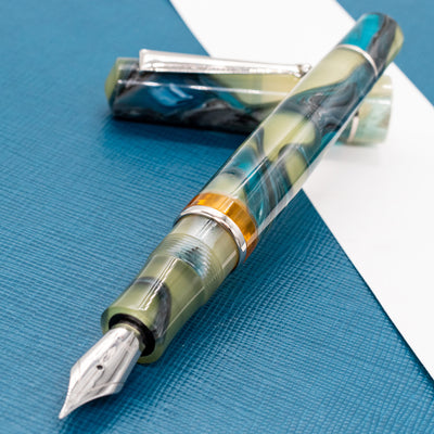 Delta Duna Fountain Pen - Horizon Yellow Palladium Trim Uncapped