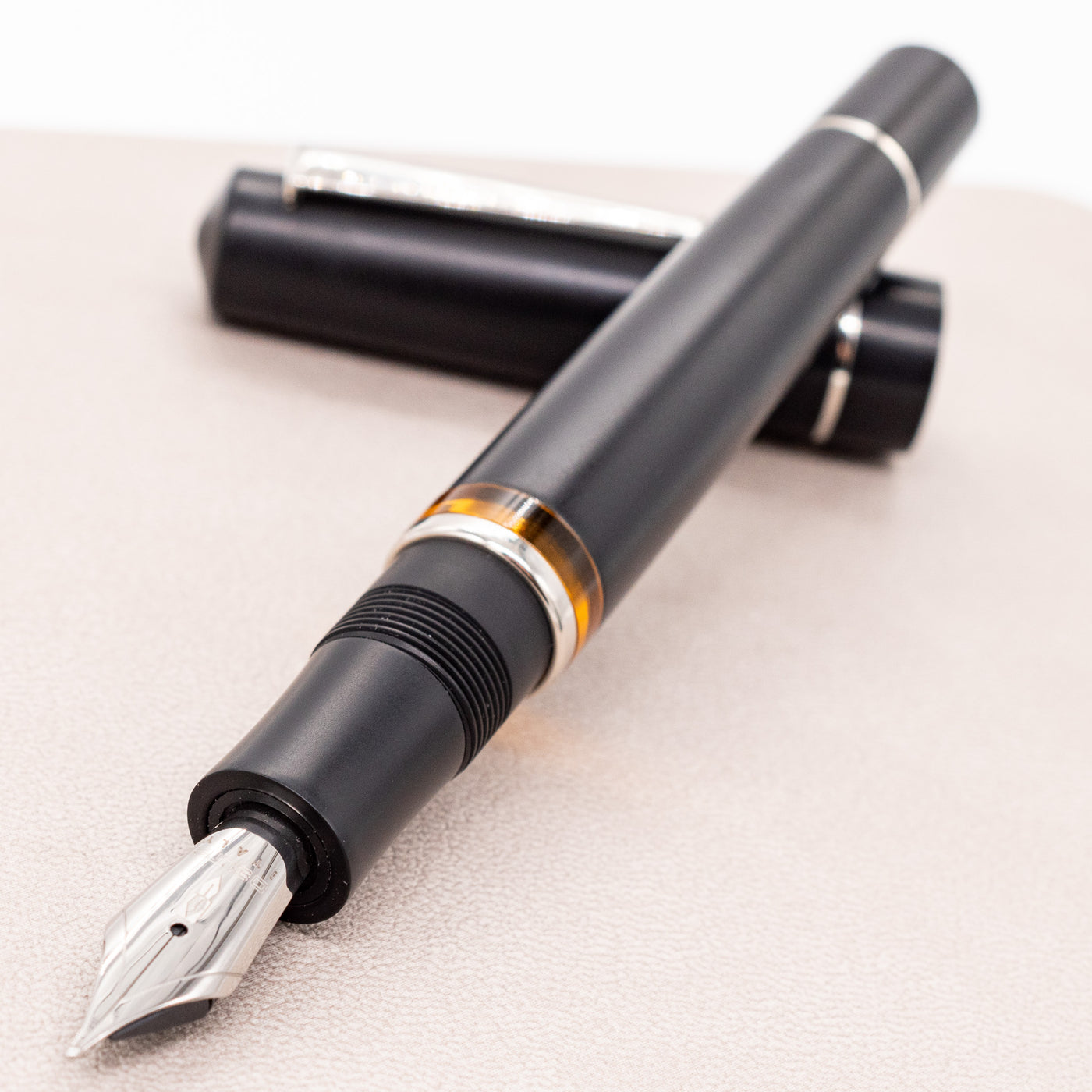 Delta Duna Fountain Pen - Matte Black Palladium Trim Uncapped