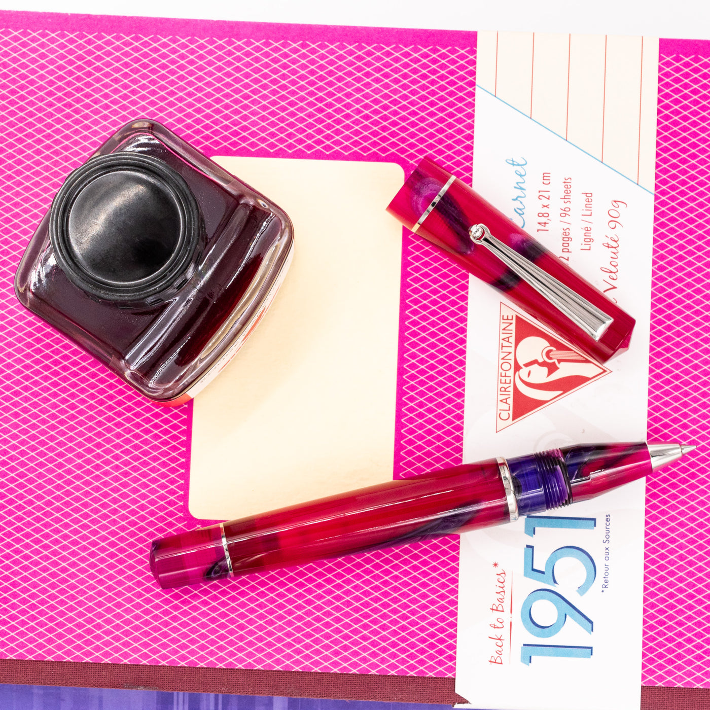 Delta Duna Rollerball Pen - Magenta Mirage rhodium trim