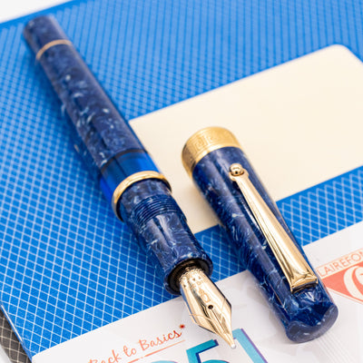 Delta Lapis Blue Celluloid Yellow Gold Fountain Pen new