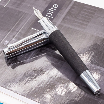 Faber-Castell E-Motion Black Wood & Chrome Fountain Pen wooden