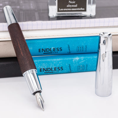 Faber-Castell E-Motion Brown Wood & Chrome Fountain Pen