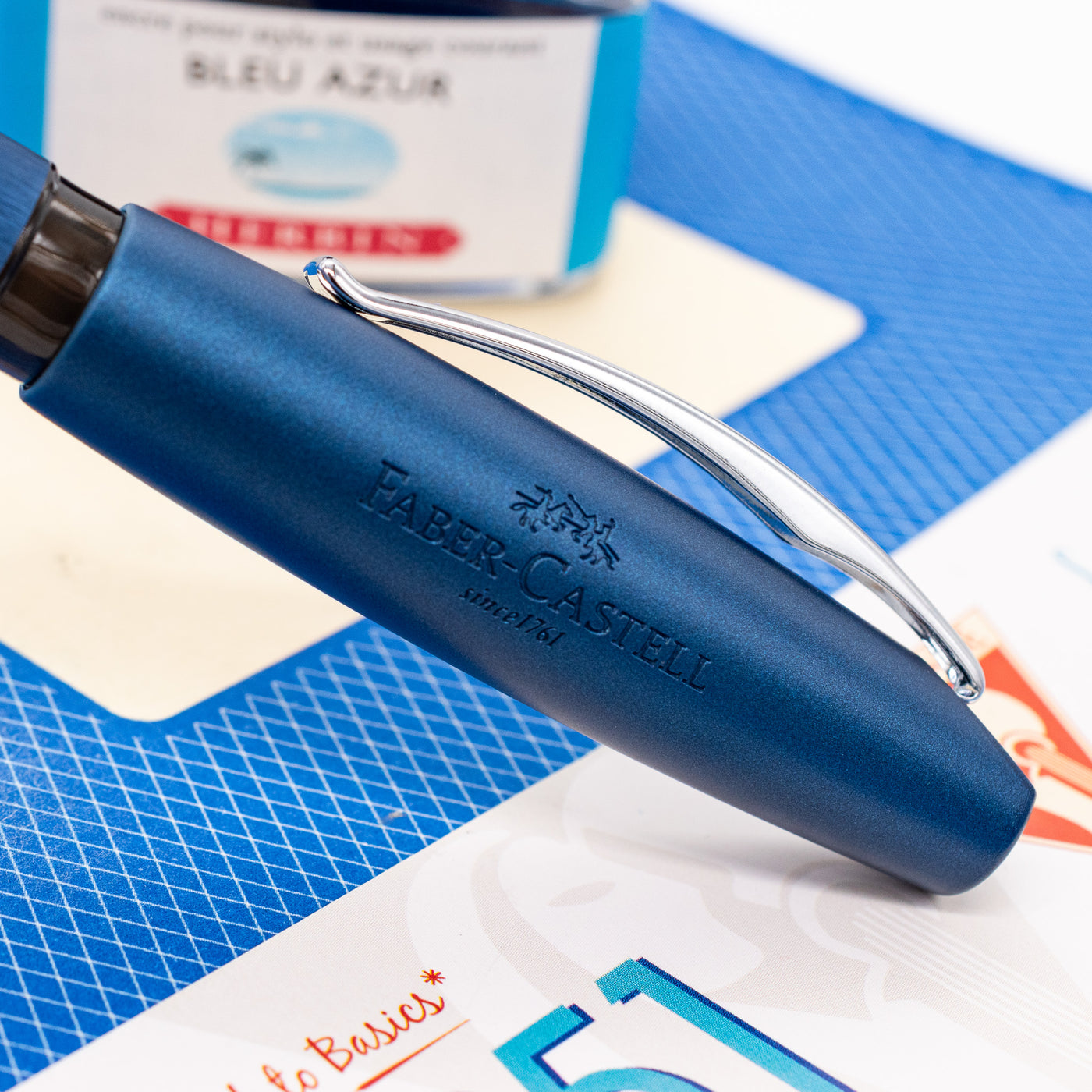 Faber-Castell Essentio Fountain Pen - Aluminum Blue logo