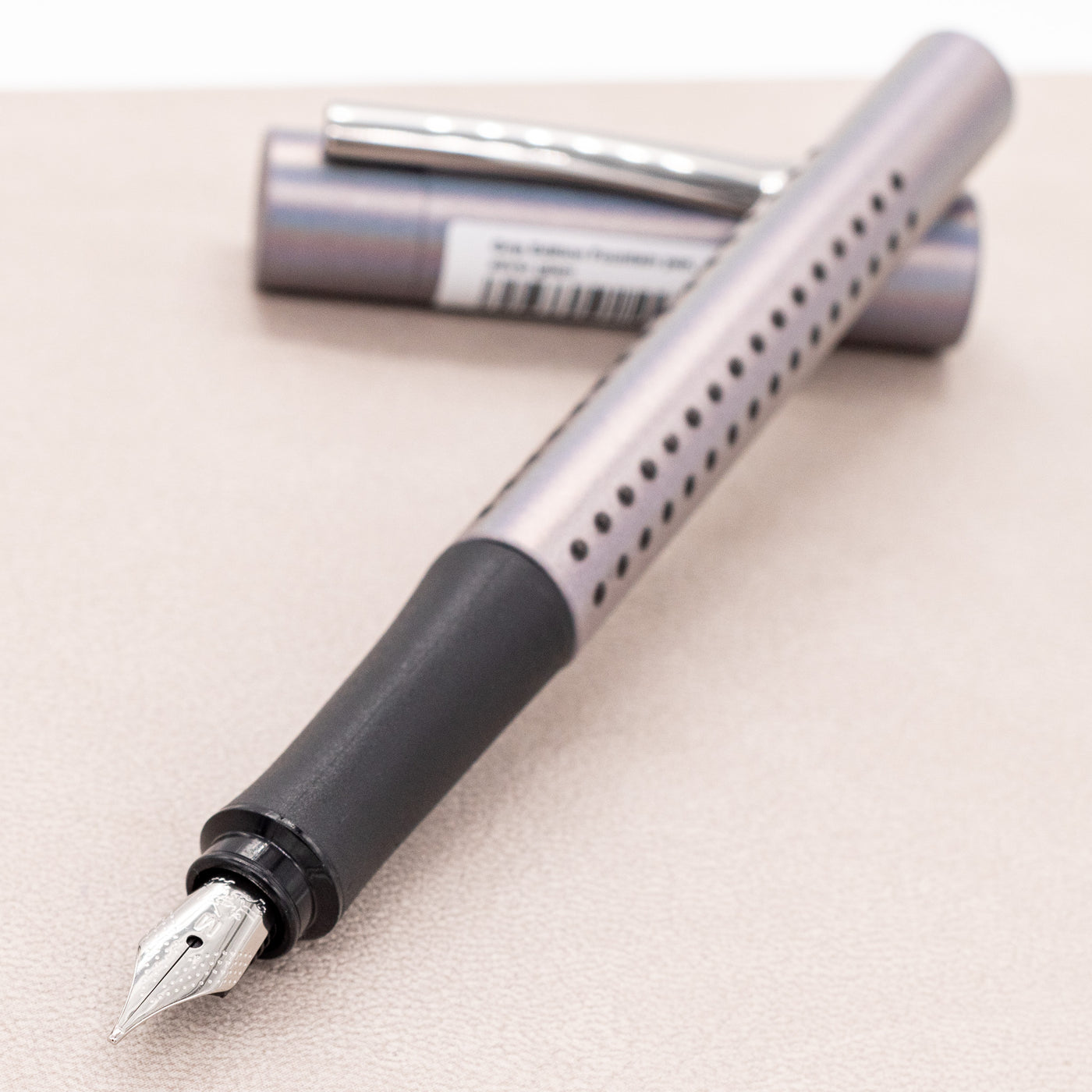 Faber-Castell Grip Glam Fountain Pen - Silver uncapped