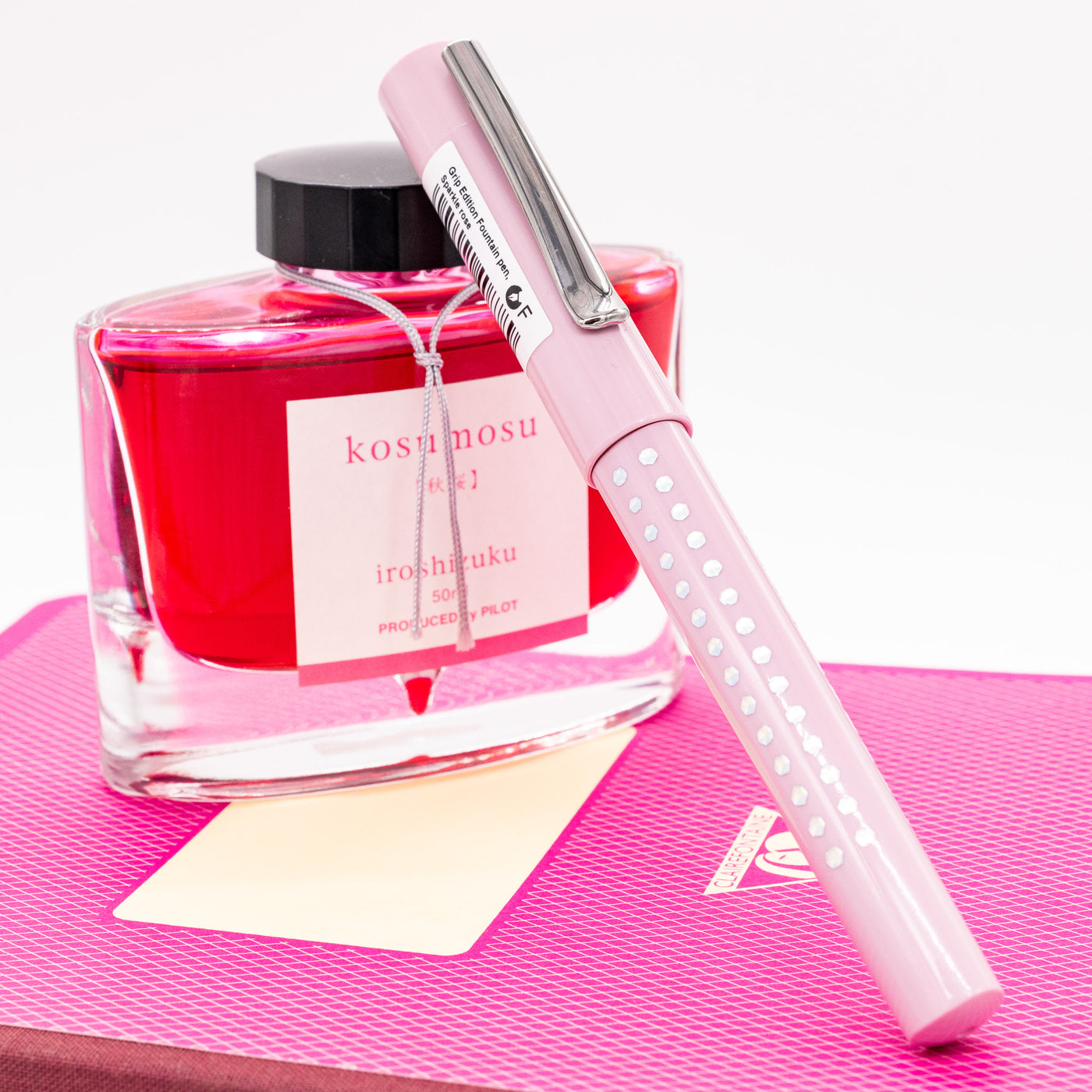 Faber-Castell Grip Sparkle Fountain Pen - Rose capped