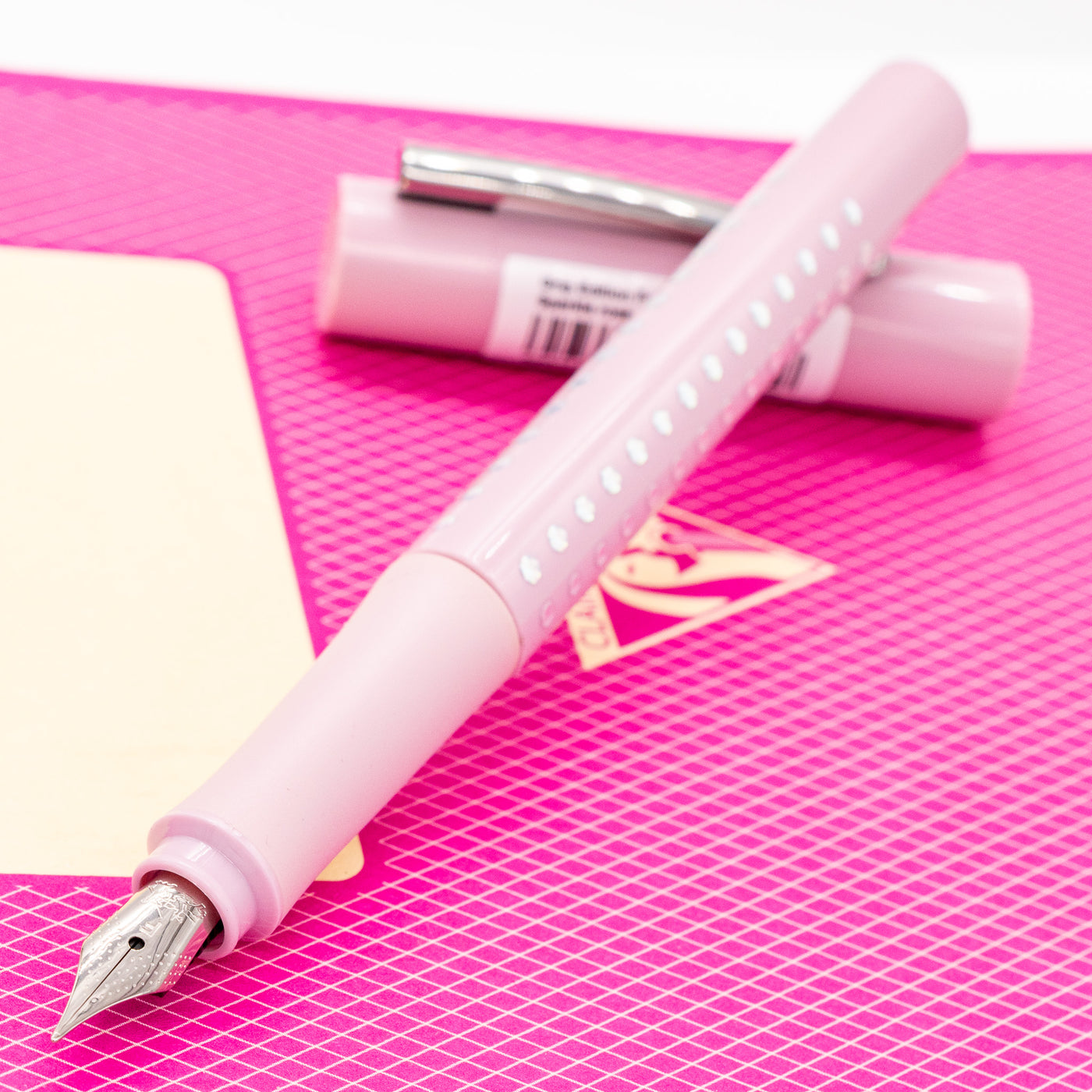 Faber-Castell Grip Sparkle Fountain Pen - Rose uncapped