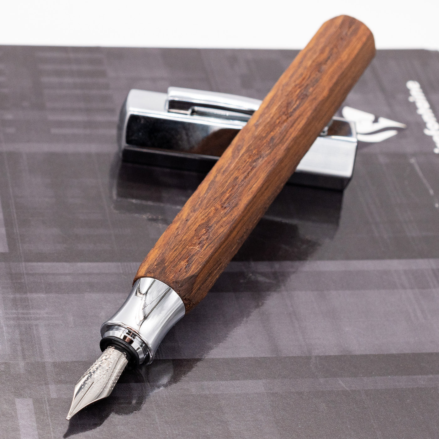 Faber-Castell Ondoro Smoked Oak Fountain Pen uncapped