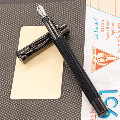 Graf von Faber-Castell Guilloche Fountain Pen - Black Edition ruthenium