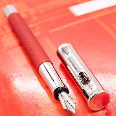 Graf von Faber-Castell Guilloche Fountain Pen - Coral Red chrome