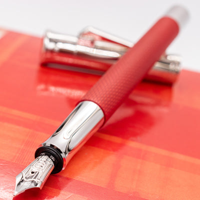 Graf von Faber-Castell Guilloche Fountain Pen - Coral Red uncapped