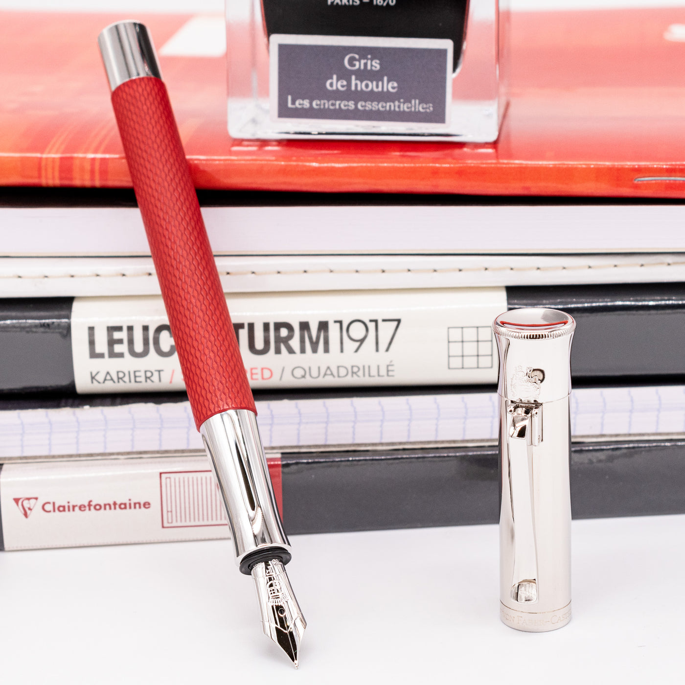 Graf von Faber-Castell Guilloche Fountain Pen - Coral Red