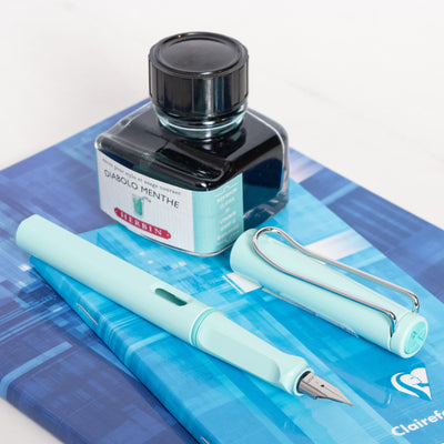 LAMY Safari Pastel Blue Macaron Fountain Pen chrome trim