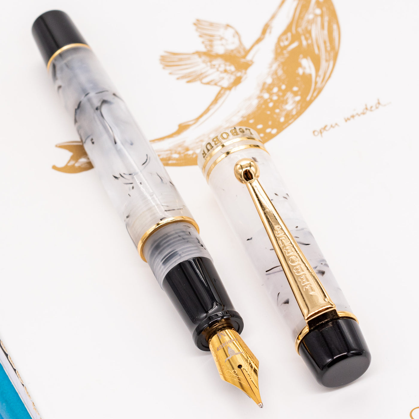 Leboeuf Pilgraim Smoke Gray Pearl Fountain Pen White