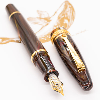 Maiora Ultra Ogiva Golden Age 2.0 Fire Fountain Pen yellow gold trim