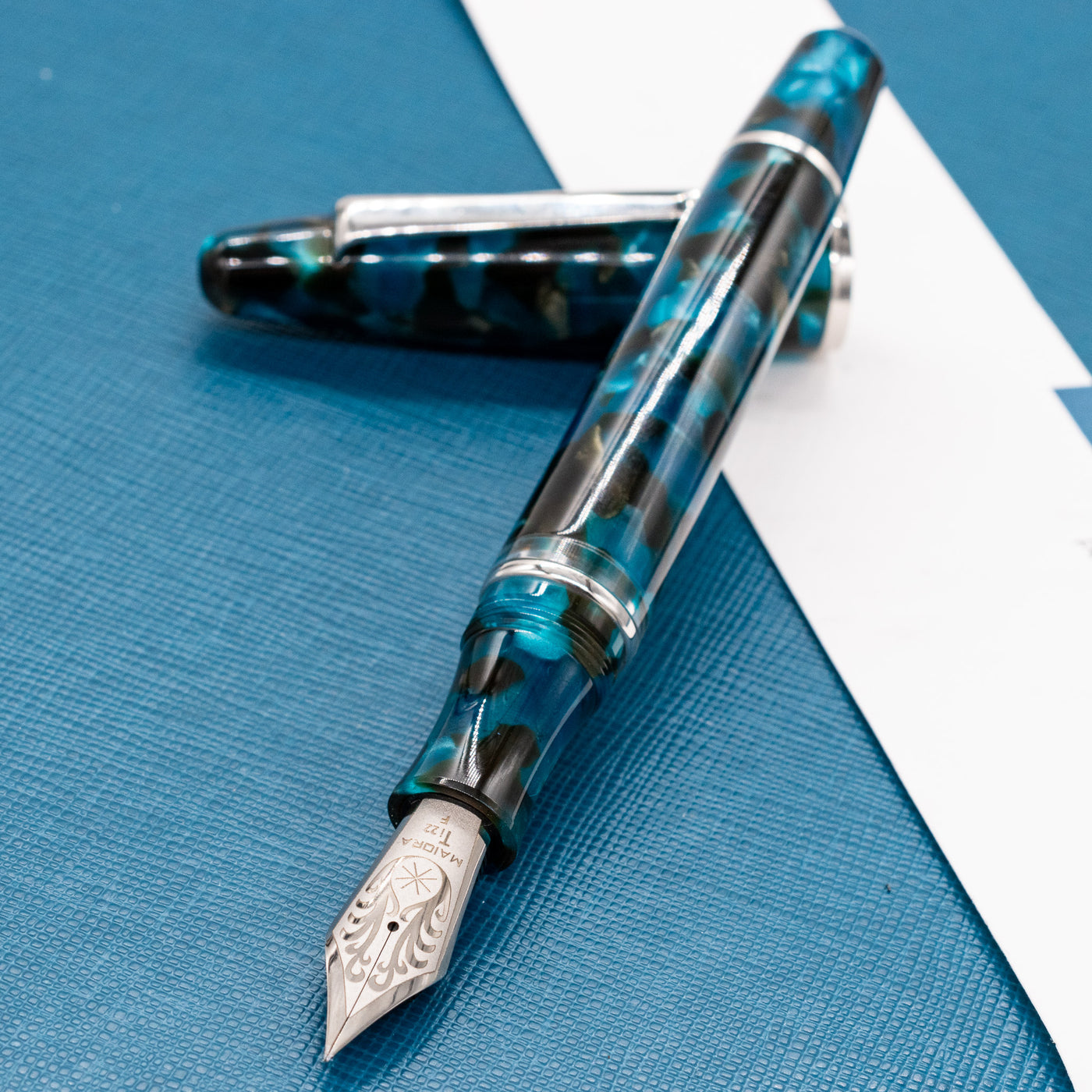 Maiora Ultra Ogiva T22 Teti Blue Fountain Pen uncapped