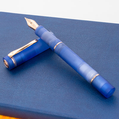 Molteni Modelo 100 Fountain Pen - Matte Blue & Rose Gold frosted demonstrator