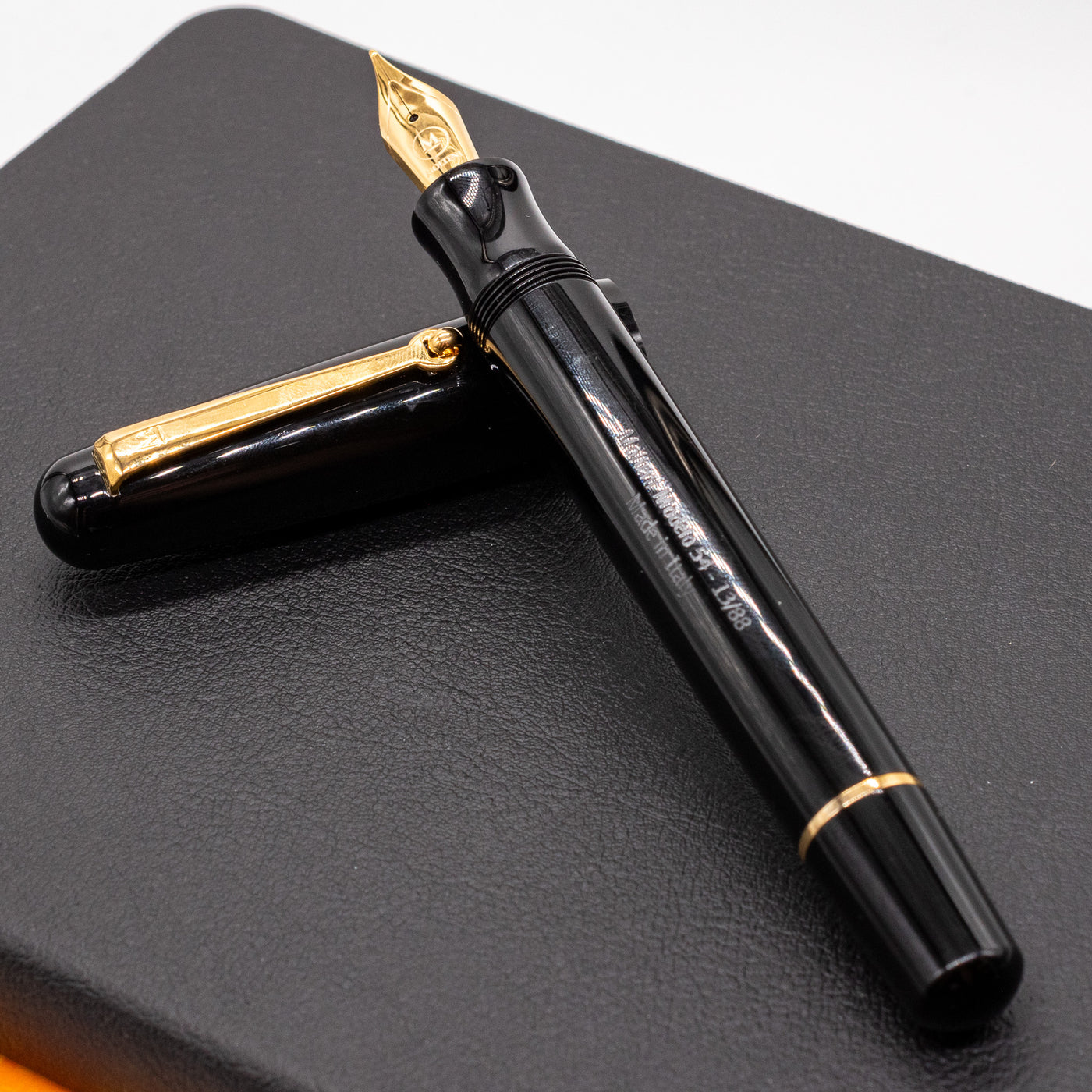 Molteni Modelo 54 Fountain Pen - Jet Black & Gold piston filled