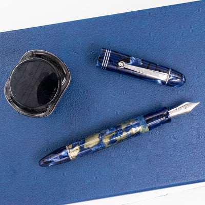 Molteni Modelo 55 Fountain Pen - Royal Blue Lucens Celluloid silver trim