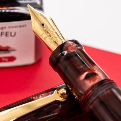 Molteni Modelo 55 Fountain Pen - Scarlet Red Celluloid 18k gold nib