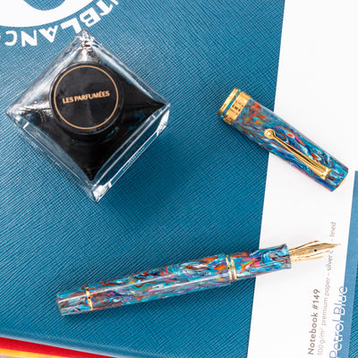 Molteni Modelo 66 Blue Orchid Fountain Pen Gold Trim Italian