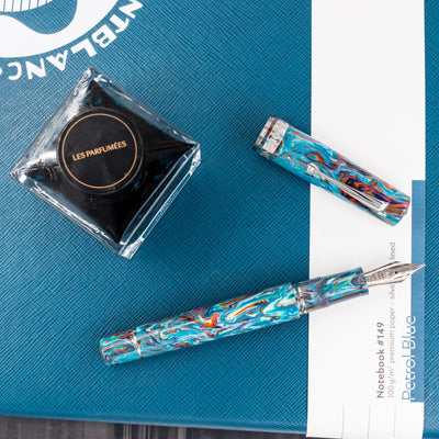 Molteni Modelo 66 Blue Orchid Fountain Pen Rhodium Trim Piston Filled