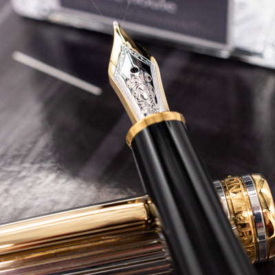 Montblanc Meisterstuck 144S Solitaire Sterling Silver Pinstripe Fountain Pen 18k gold nib